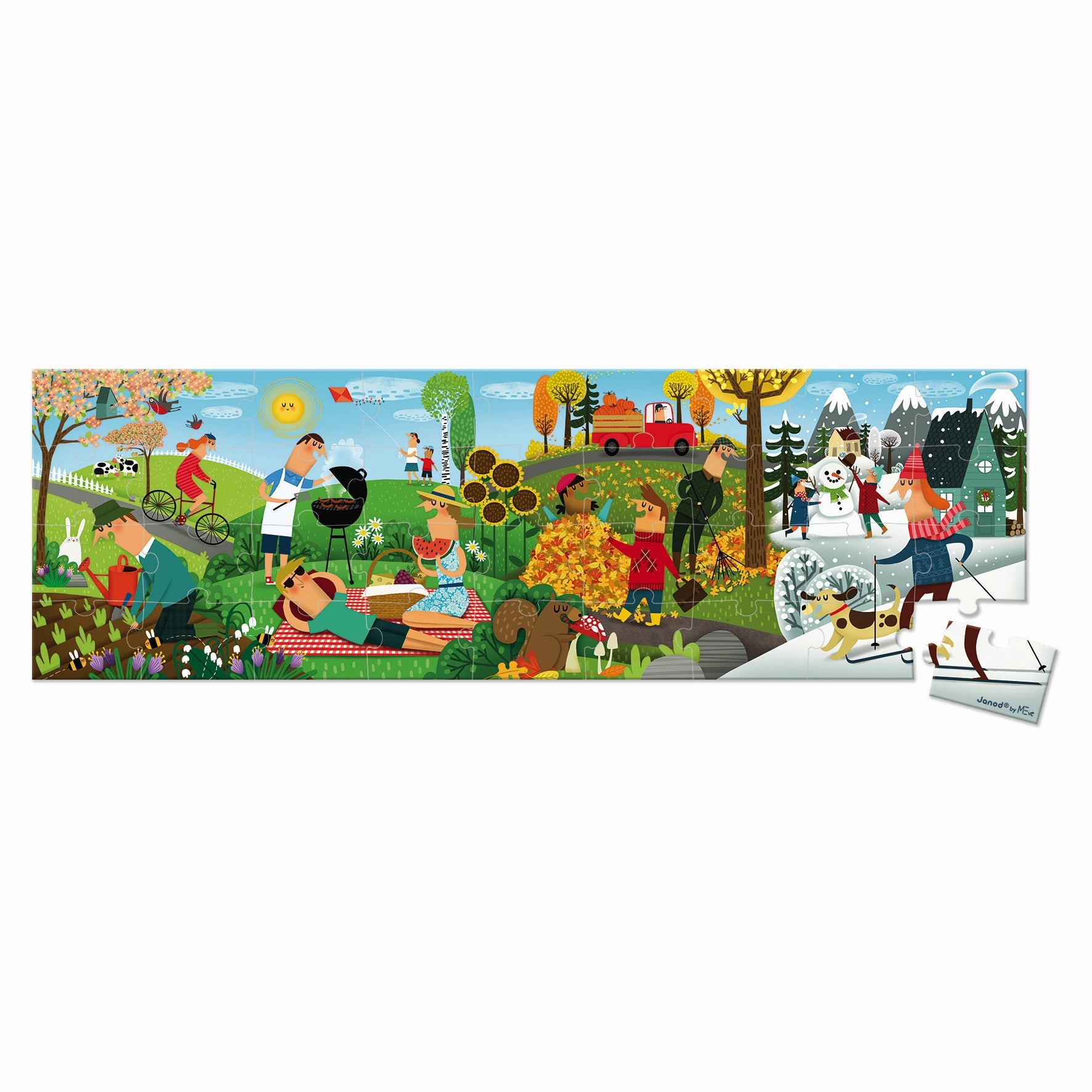Babykids_Janod_Toys Janod Hat Boxed 36 pcs Panoramic Puzzle 4 Seasons