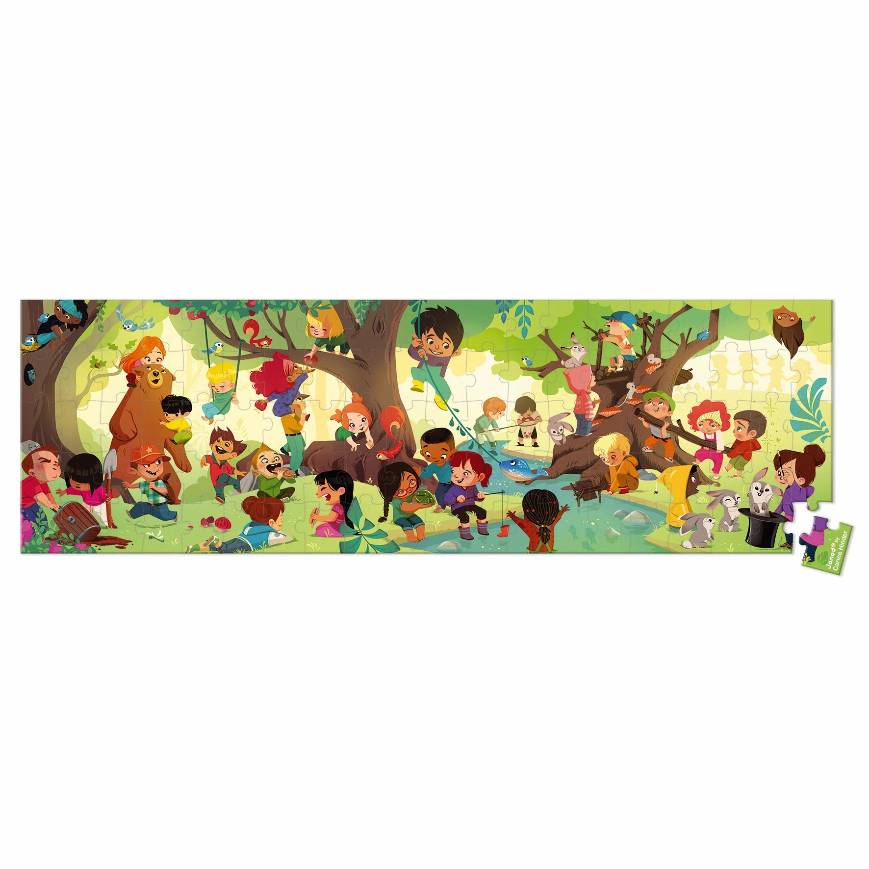 Babykids_Janod_Toys Janod Hat Boxed 36 pcs Panoramic Puzzle a Day in the Forest