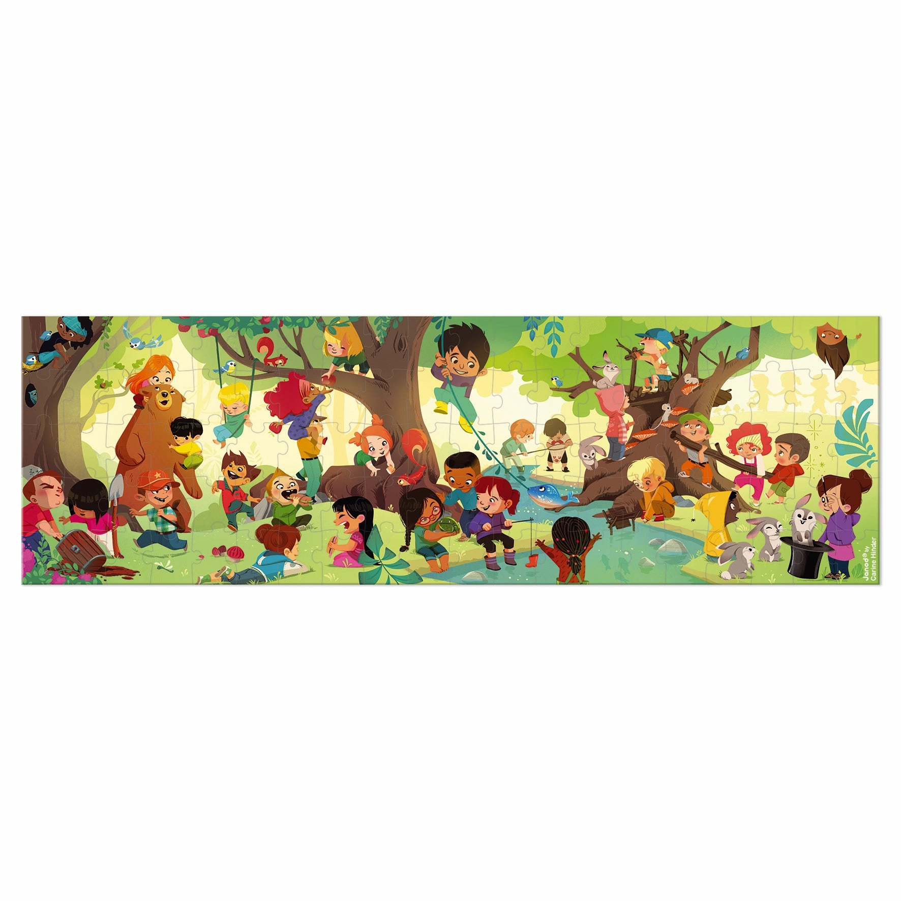 Babykids_Janod_Toys Janod Hat Boxed 36 pcs Panoramic Puzzle a Day in the Forest