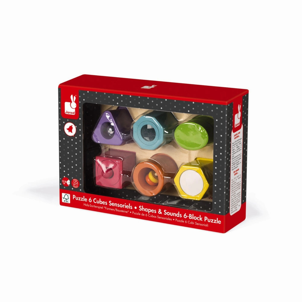 Babykids_Janod_Toys Janod I Wood Shapes & Sounds 6-Block Puzzle