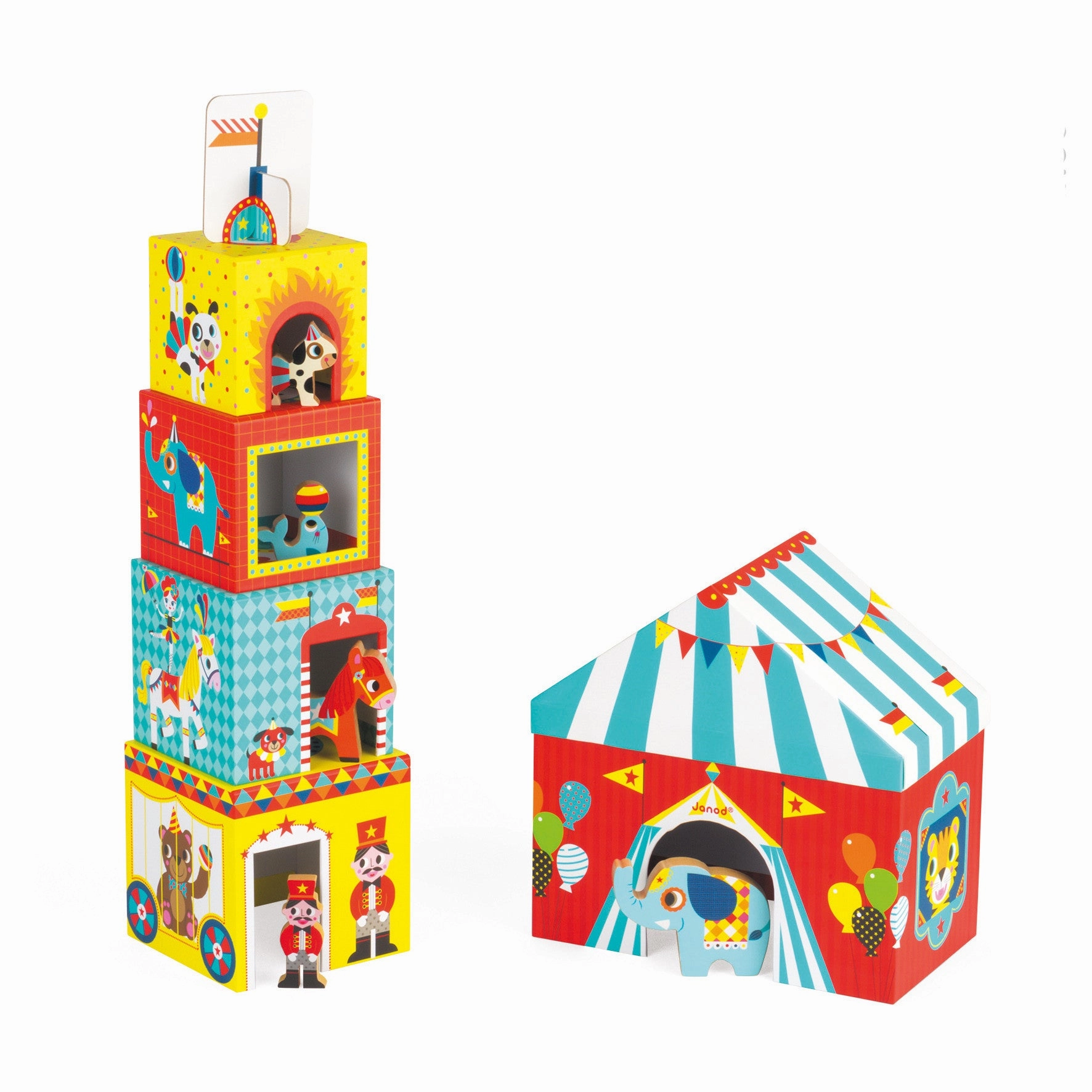 Babykids_Janod_Toys Janod MultiKub Circus Stacker with Figures