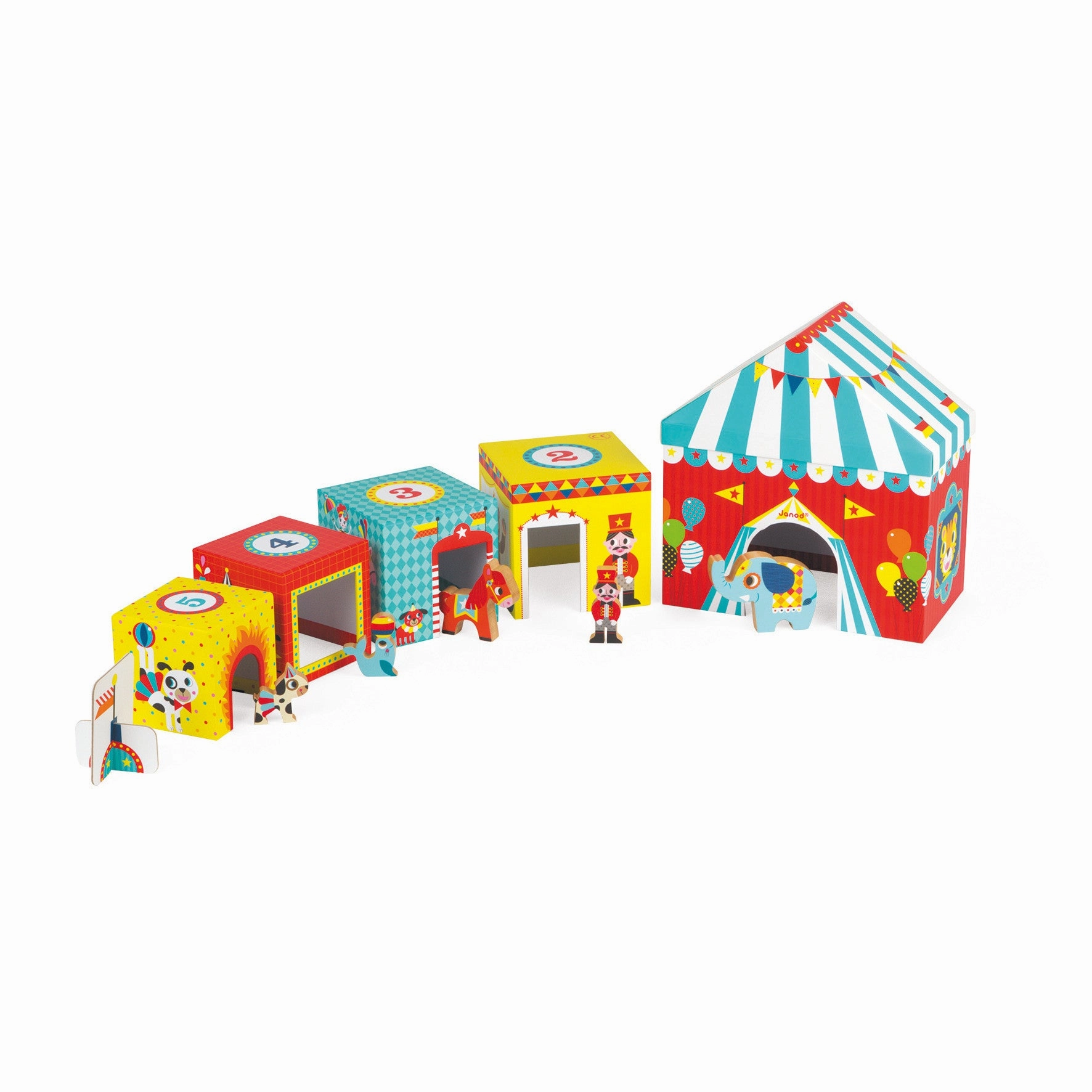 Babykids_Janod_Toys Janod MultiKub Circus Stacker with Figures