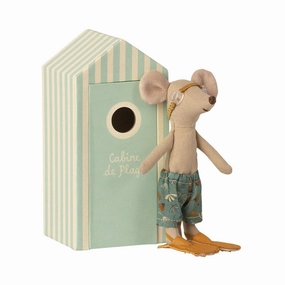 Babykids_Maileg_Toys Maileg Beach Mice, Big Brother In Cabin De Plage