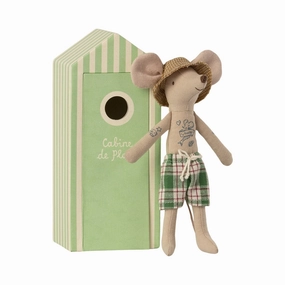 Babykids_Maileg_Toys Maileg Beach Mice, Dad In Cabin De Plage