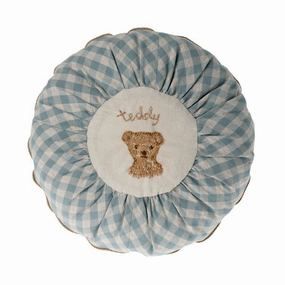 Babykids_Maileg_Toys Maileg Cushion, Round Small - Teddy, Checked