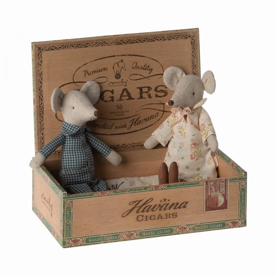 Babykids_Maileg_Toys Maileg Grandma and Grandpa Mice in Cigarbox