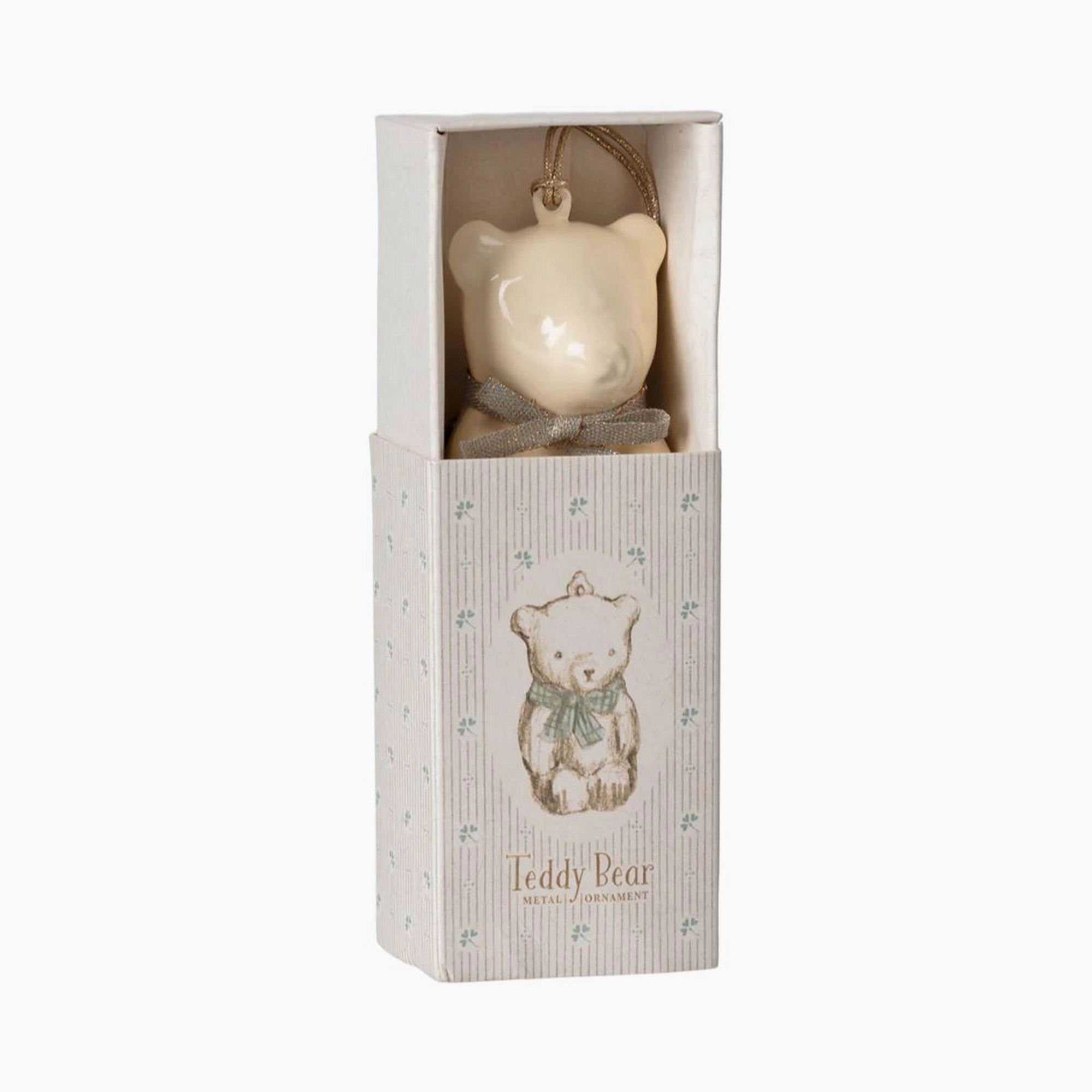 Babykids_Maileg_Toys Maileg Metal Ornament, Teddy Bear  Off White/Blue