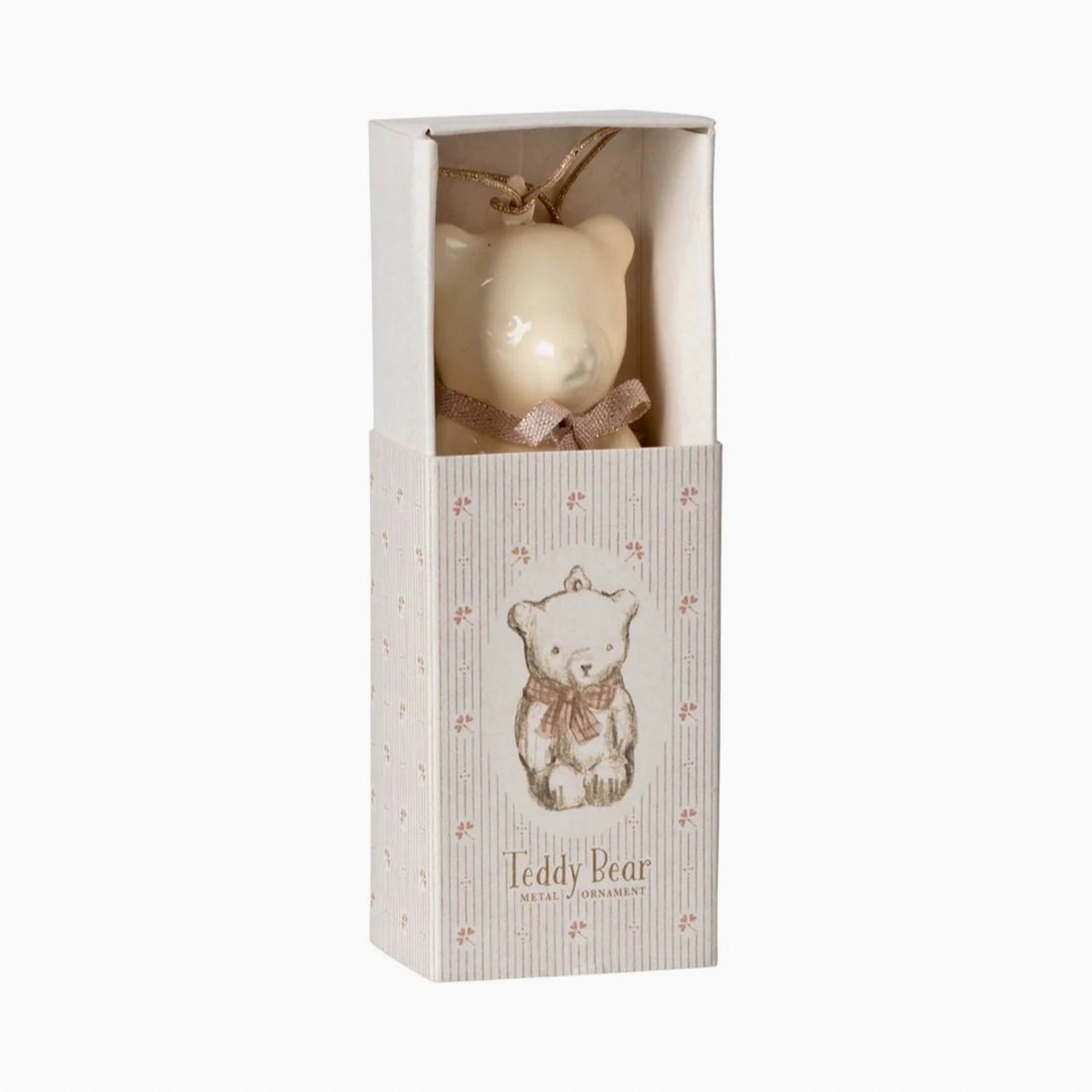 Babykids_Maileg_Toys Maileg Metal Ornament, Teddy Bear  Off White/Rose