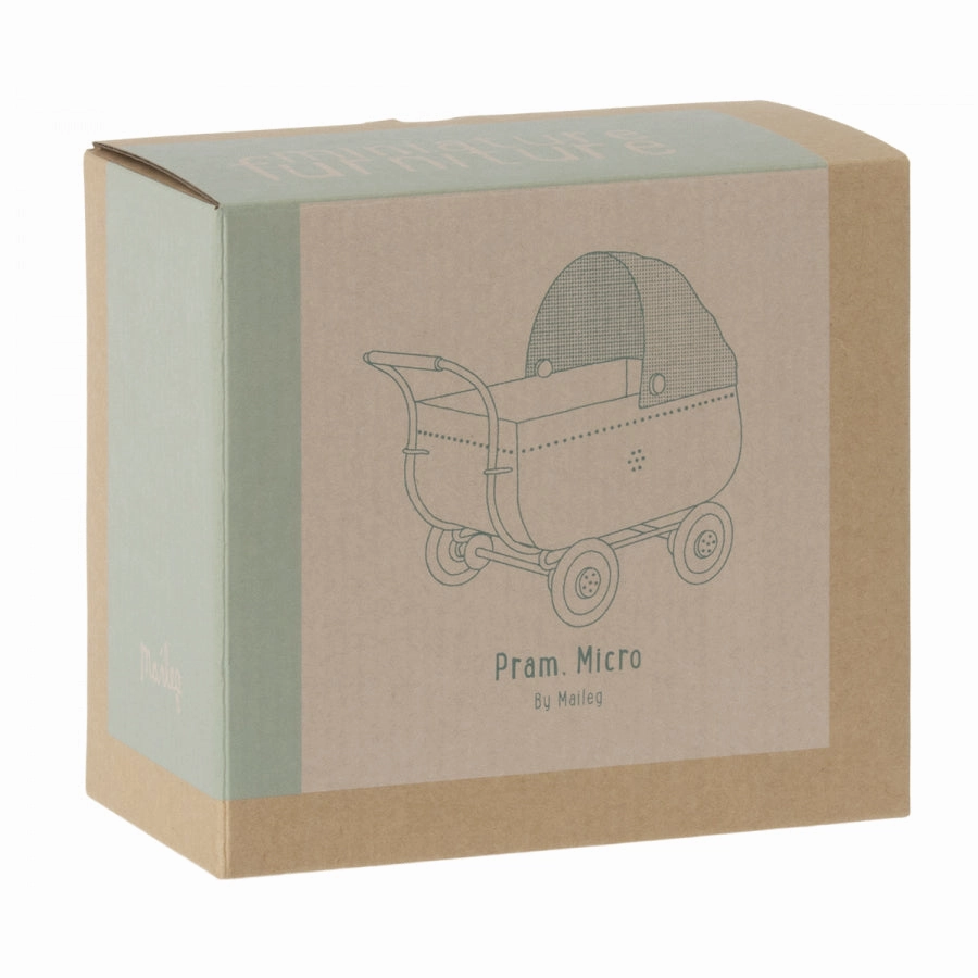 Babykids_Maileg_Toys Maileg Pram, Micro - Blue