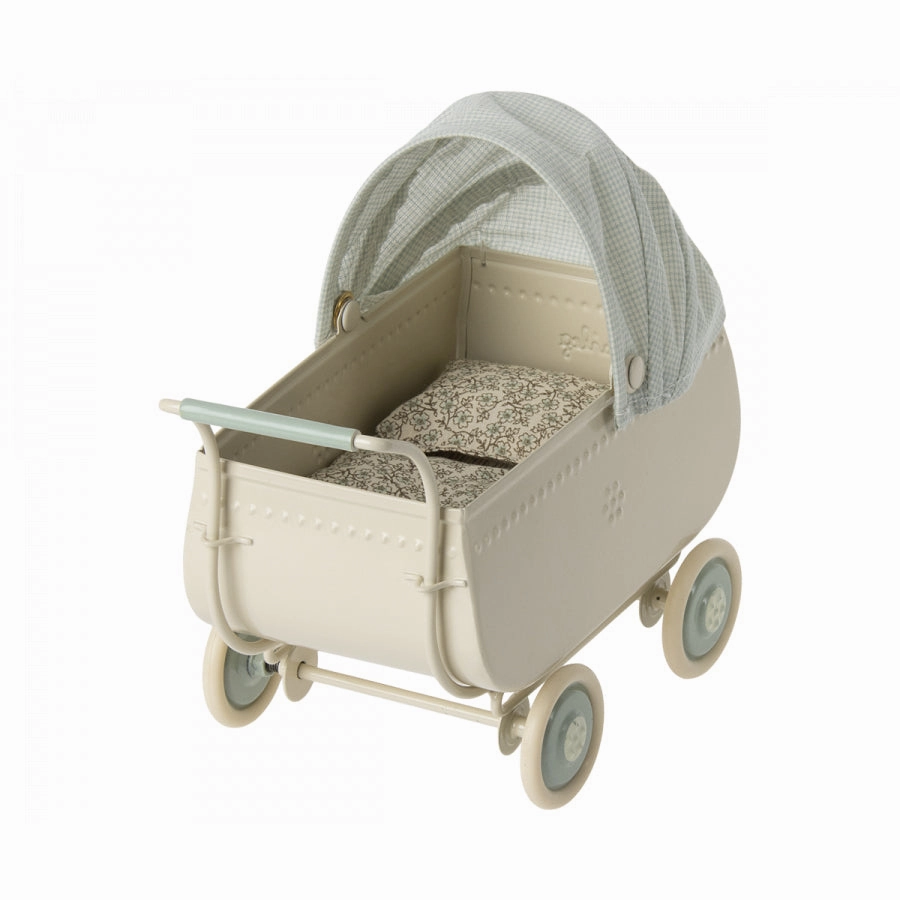Babykids_Maileg_Toys Maileg Pram, Micro - Blue
