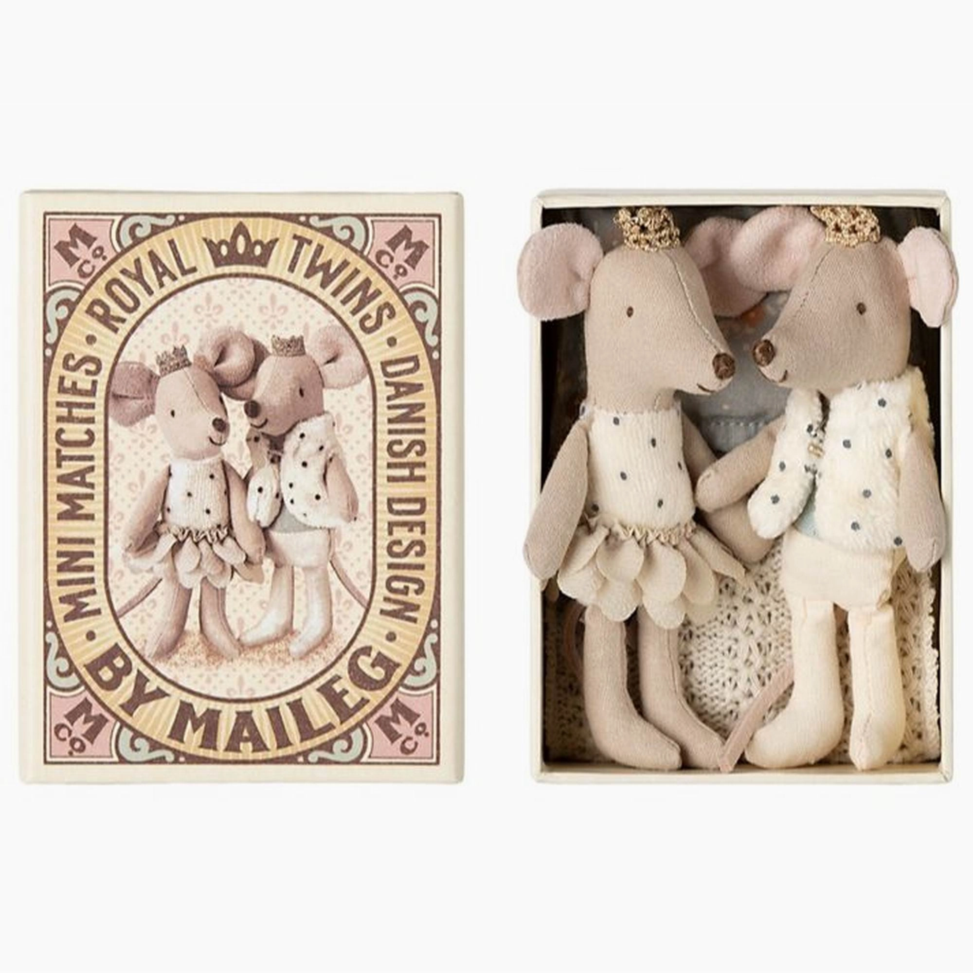 Babykids_Maileg_Toys Maileg Royal Twin Mice, Little Sister and Brother in Matchbox