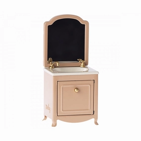Babykids_Maileg_Toys Maileg Sink Dresser W. Mirror, Mouse - Dark Powder