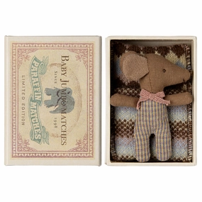 Babykids_Maileg_Toys Maileg Sleepy Wakey Baby Mouse in Matchbox - Rose