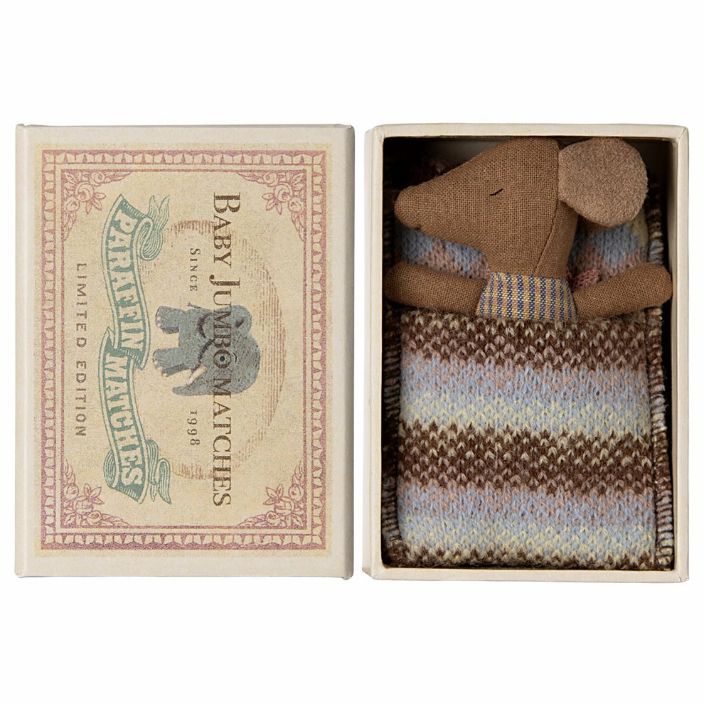 Babykids_Maileg_Toys Maileg Sleepy Wakey Baby Mouse in Matchbox - Rose