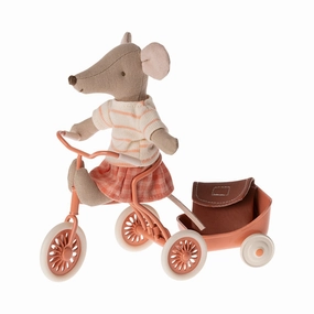 Babykids_Maileg_Toys Maileg Tricycle Mouse, Big Sister - Coral