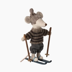 Babykids_Maileg_Toys Maileg Winter Mouse With Ski Set, Big Brother  Grey