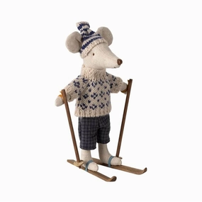Babykids_Maileg_Toys Maileg Winter Mouse With Ski Set, Dad  Blue
