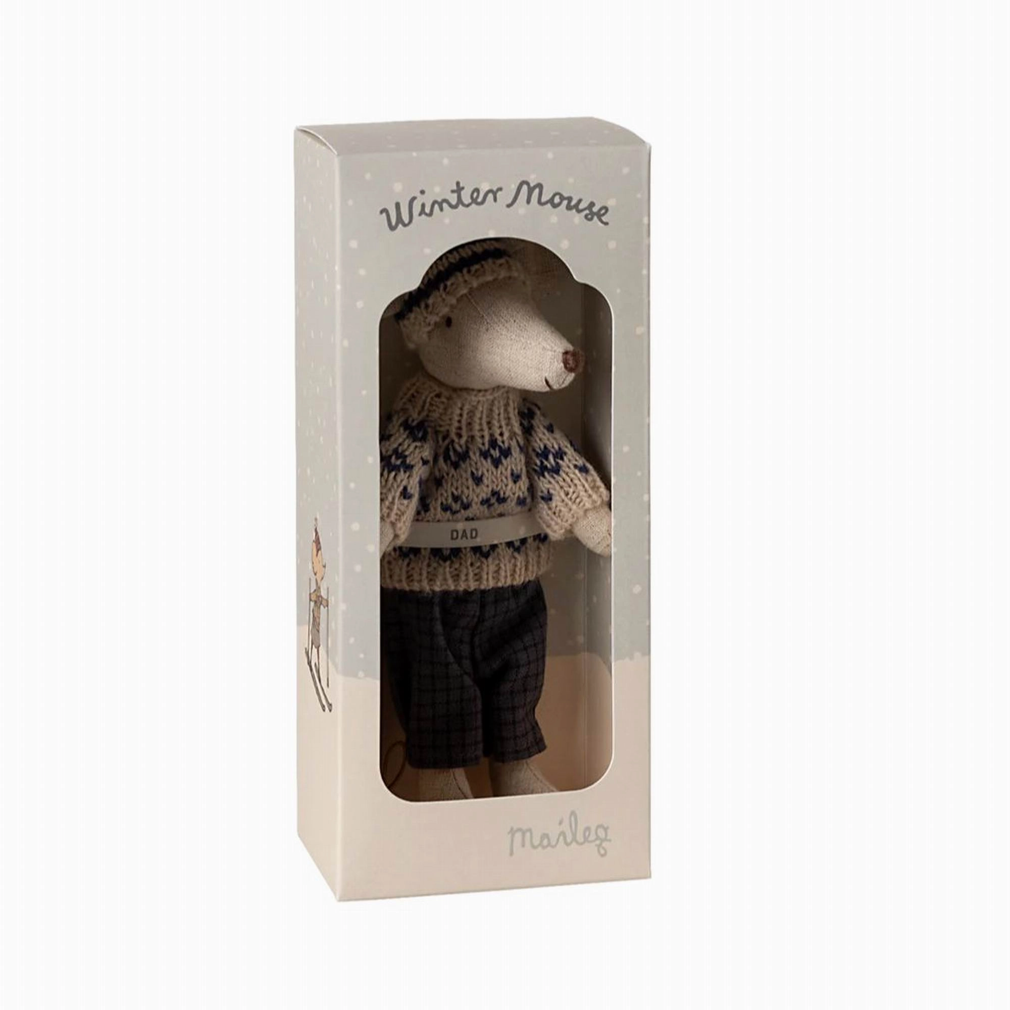 Babykids_Maileg_Toys Maileg Winter Mouse With Ski Set, Dad  Blue