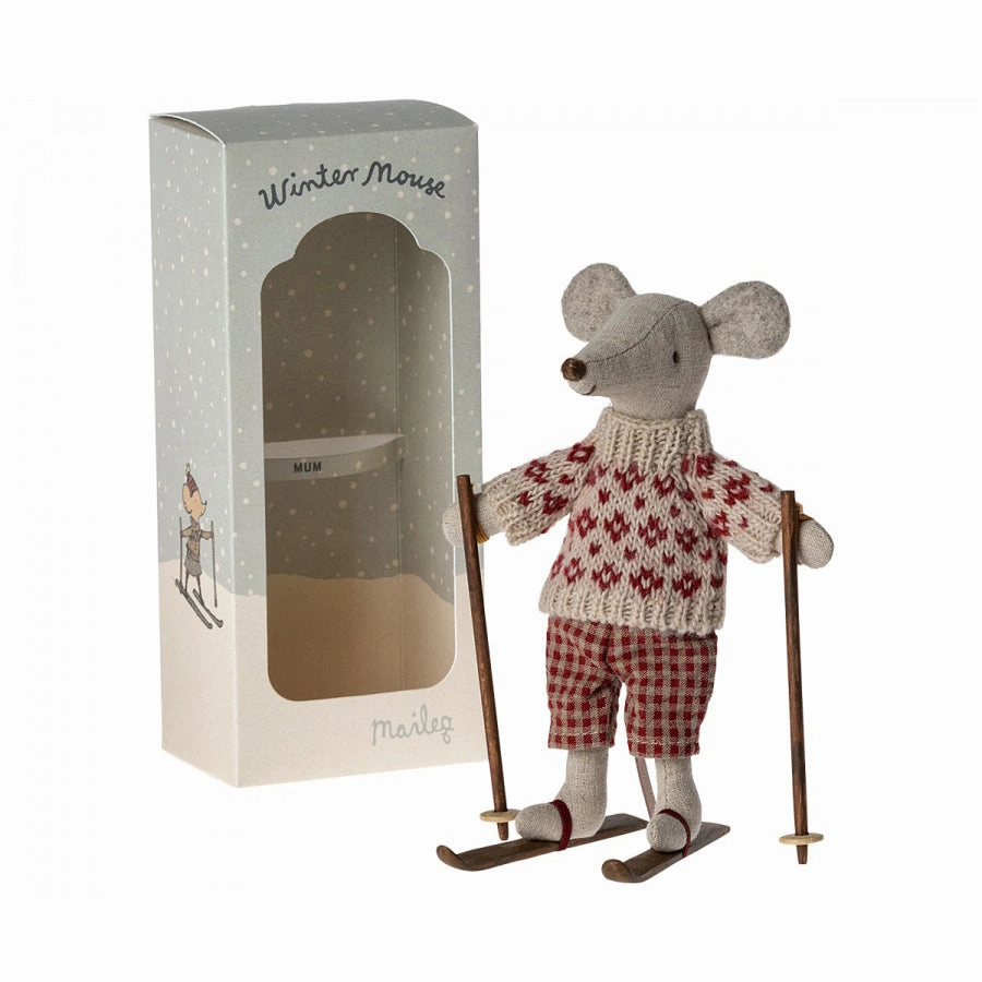 Babykids_Maileg_Toys Maileg Winter Mouse with Ski Set, Mum