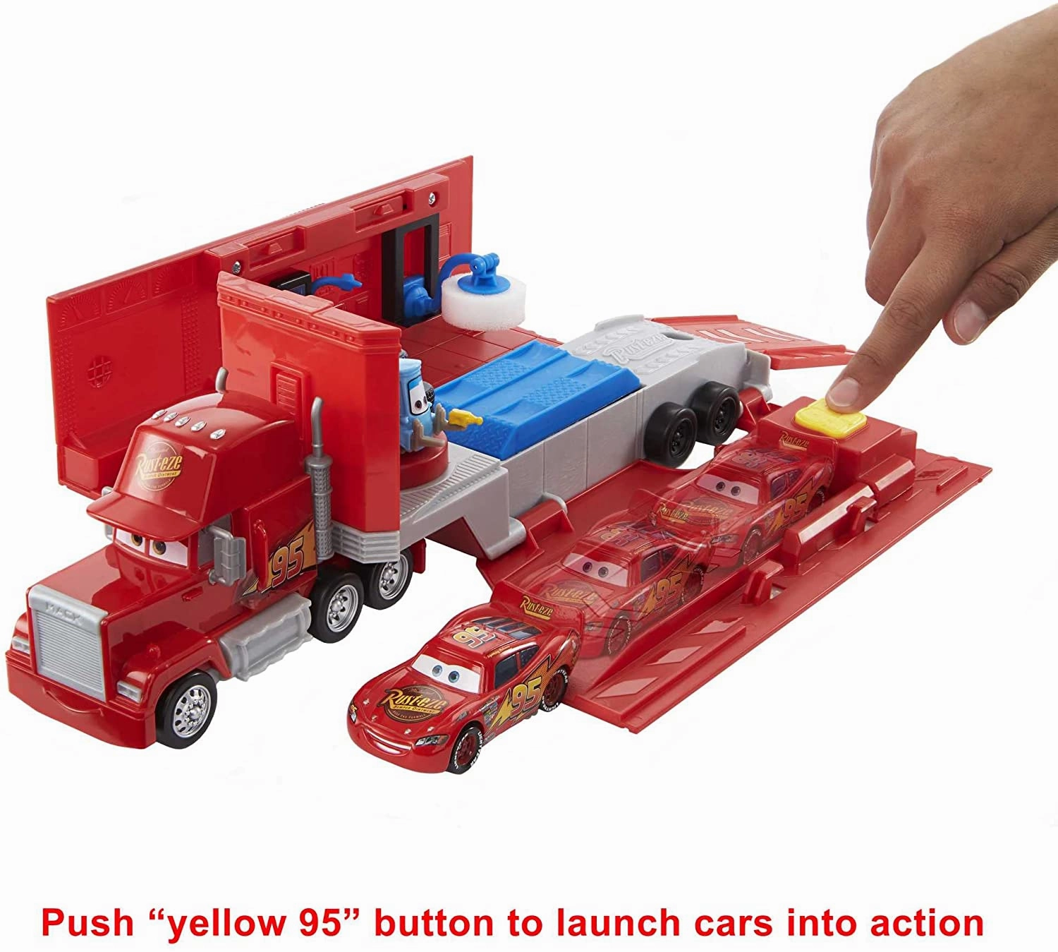 Babykids_Mattel_Toys Disney Pixar Cars Transforming Mack - 2-in-1 Transporter & Tune-Up Playset for Ages 3  (HDC75)