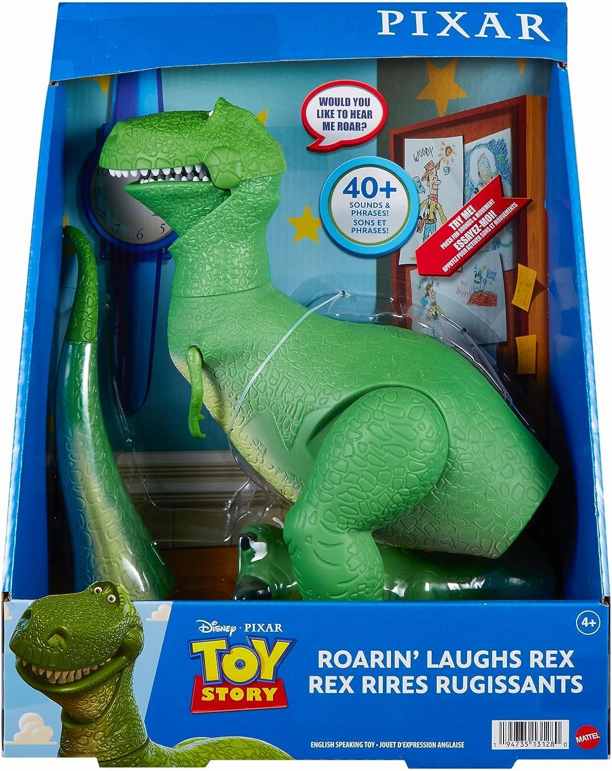 Babykids_Mattel_Toys Disney Pixar Toy Story Toys, Moving & Talking Rex Dinosaur Figure, Roarin Laughs