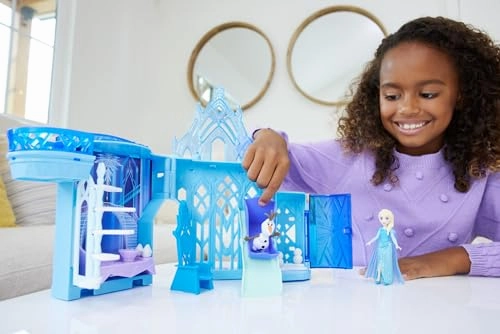Babykids_Mattel_Toys Elsa's Ice Palace Playset - Frozen Castle Doll House with Elsa Doll & Accessories for Ages 3-8 (HLX01)