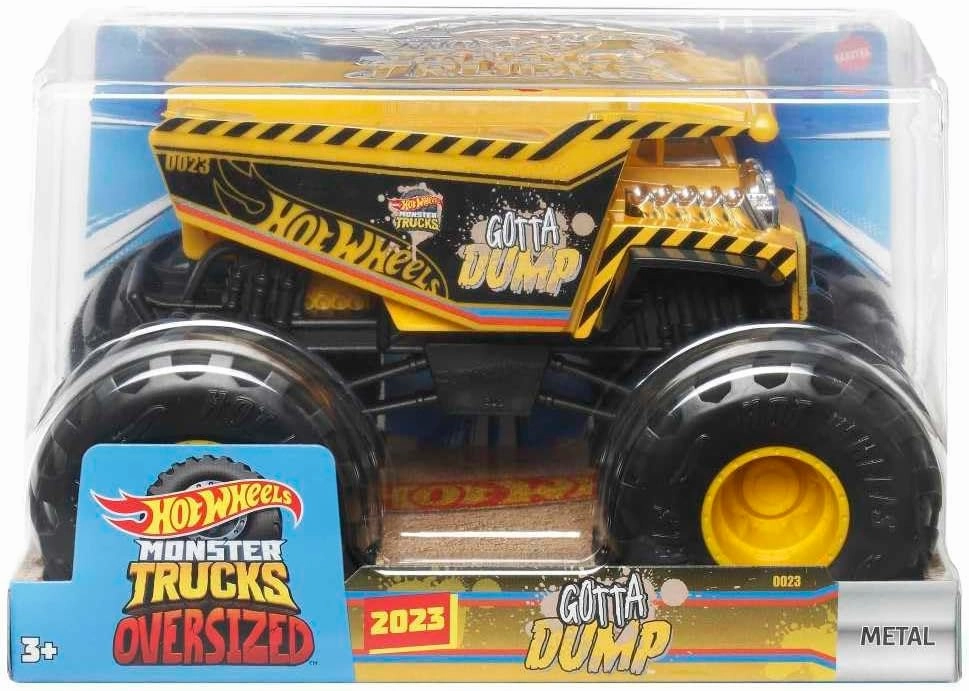 Babykids_Mattel_Toys Hot Wheels Mattel Monster Trucks 1:24 Die-Cast Gotta Dump - Large Scale Monster Truck Toy for Kids, Durable Metal Construction, Assorted Models