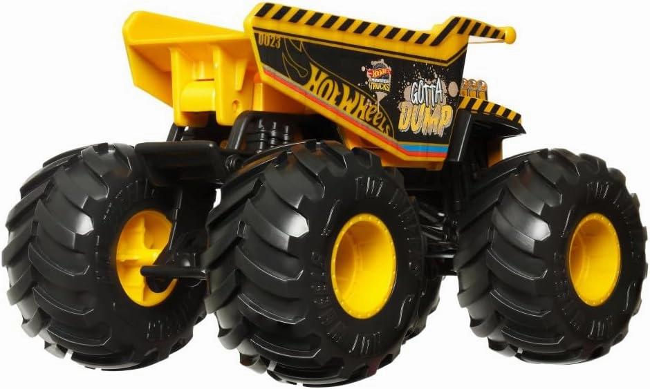 Babykids_Mattel_Toys Hot Wheels Mattel Monster Trucks 1:24 Die-Cast Gotta Dump - Large Scale Monster Truck Toy for Kids, Durable Metal Construction, Assorted Models