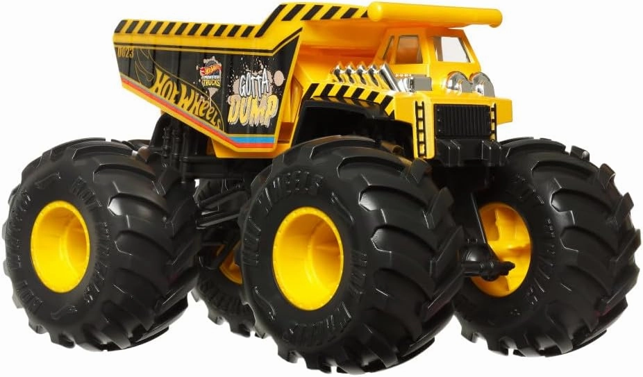 Babykids_Mattel_Toys Hot Wheels Mattel Monster Trucks 1:24 Die-Cast Gotta Dump - Large Scale Monster Truck Toy for Kids, Durable Metal Construction, Assorted Models