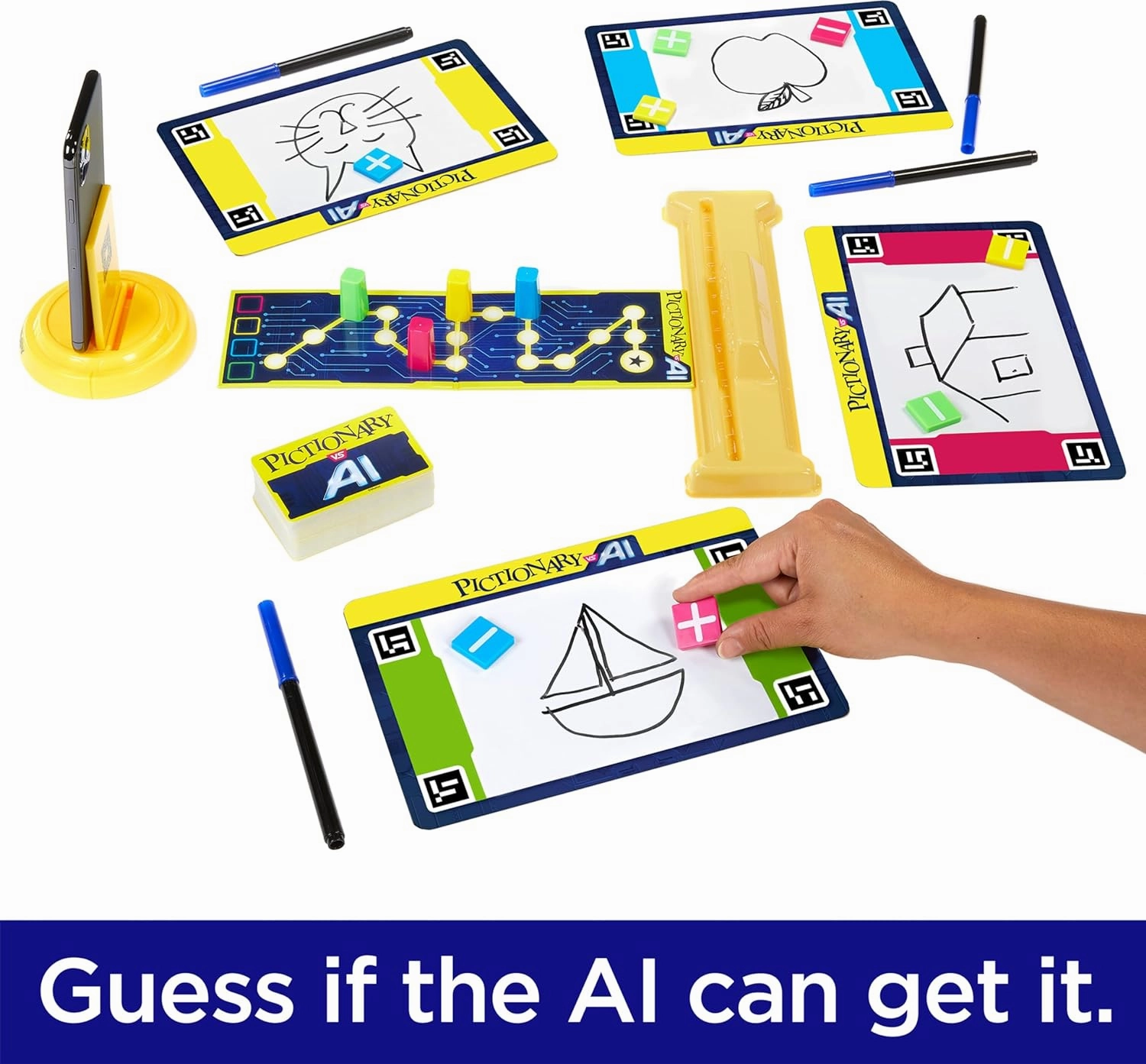 Babykids_Mattel_Toys Mattel Games Pictionary VS AI, Family Board Game for Kids and Adults, Engaging Gift for Kids, Drawing Game with Artificial Intelligence for 2 to 4 Teams with Multiple Players