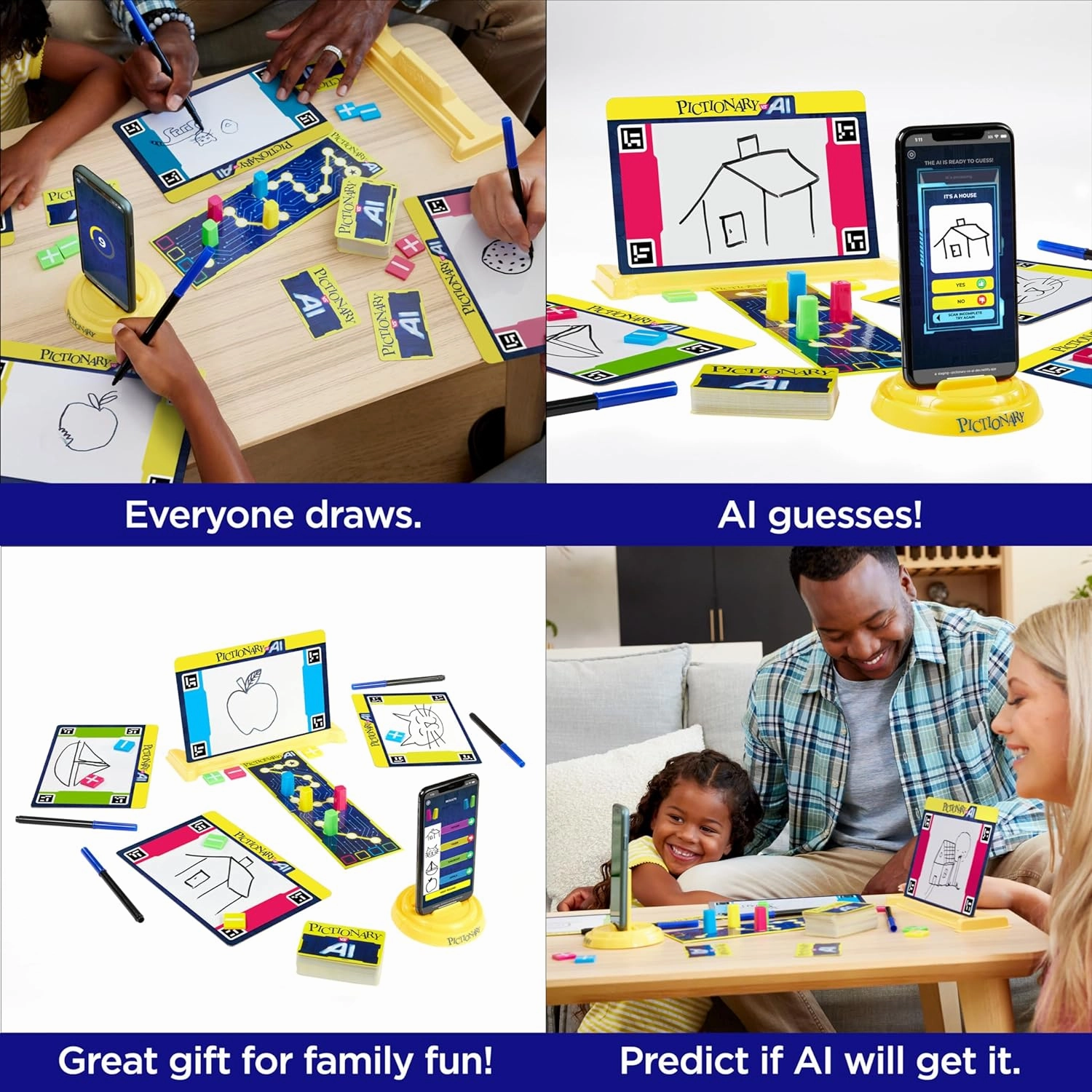 Babykids_Mattel_Toys Mattel Games Pictionary VS AI, Family Board Game for Kids and Adults, Engaging Gift for Kids, Drawing Game with Artificial Intelligence for 2 to 4 Teams with Multiple Players