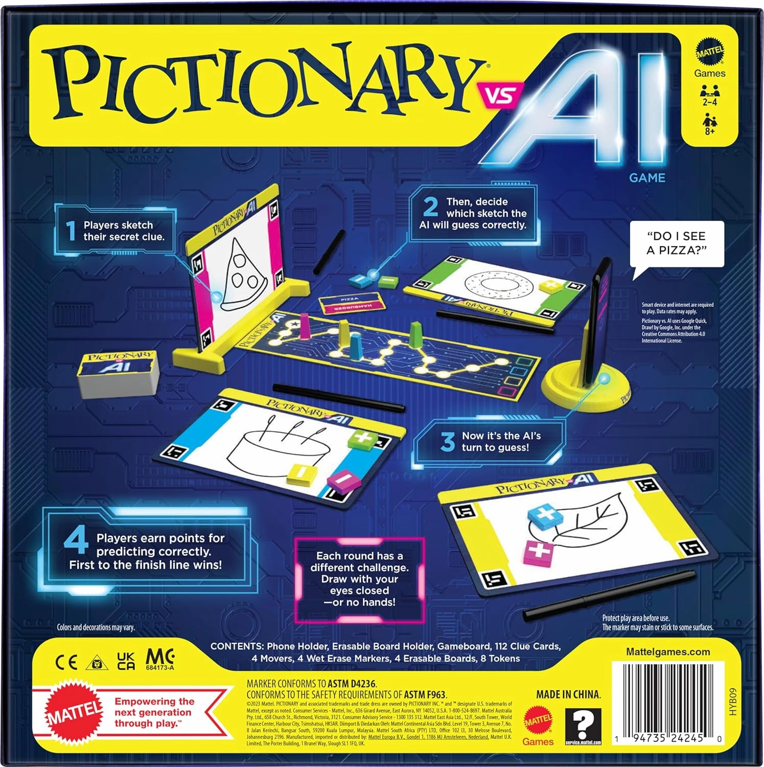 Babykids_Mattel_Toys Mattel Games Pictionary VS AI, Family Board Game for Kids and Adults, Engaging Gift for Kids, Drawing Game with Artificial Intelligence for 2 to 4 Teams with Multiple Players