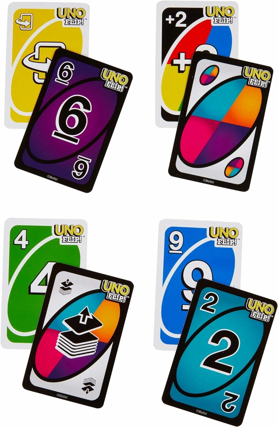 Babykids_Mattel_Toys Mattel Games UNO FLIP! Family Card Game for Adults, Teens & Kids, Double-sided Deck with Special Flip Card