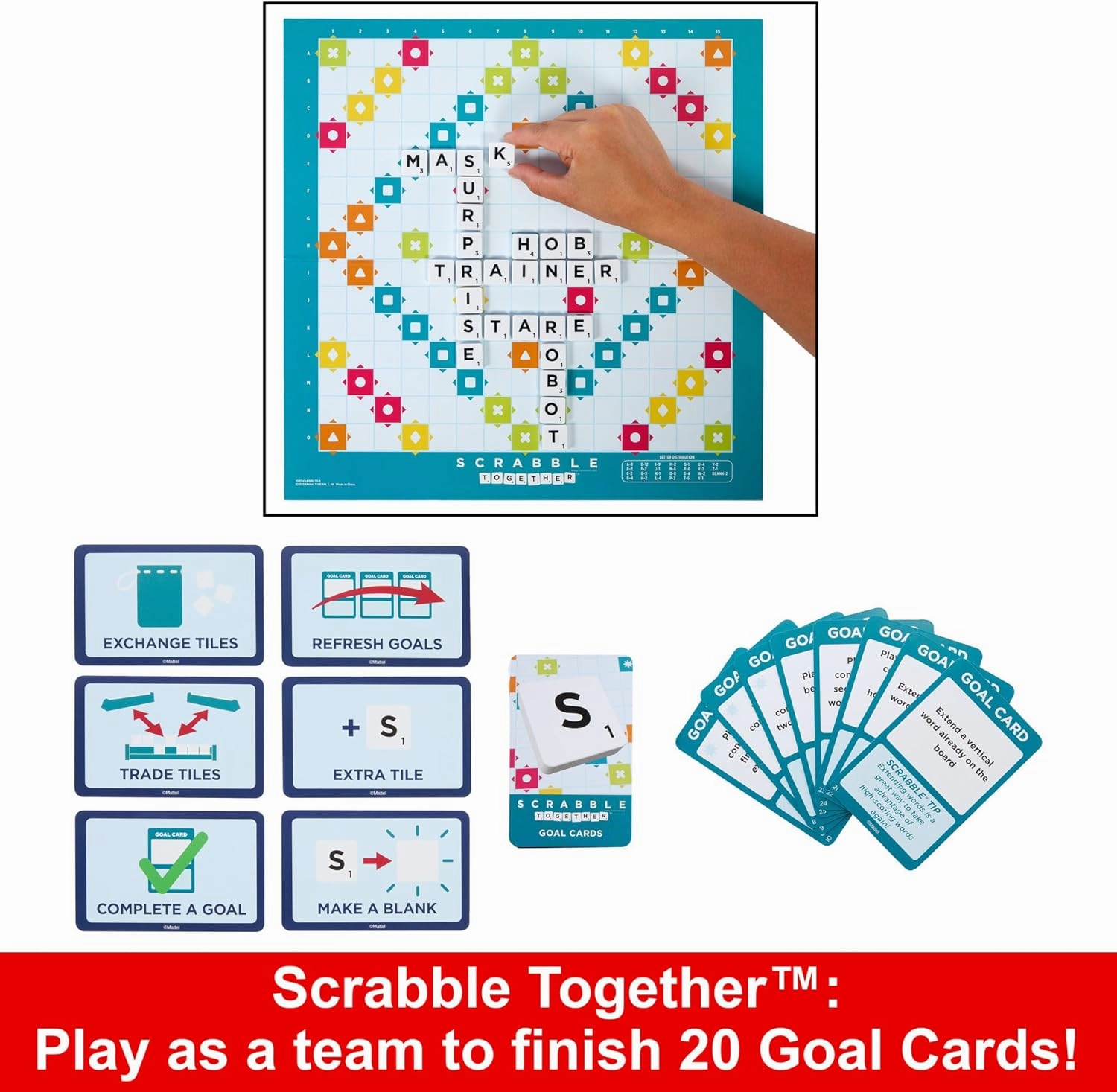 Babykids_Mattel_Toys Mattel Scrabble Board Game, Family Word Game with Two Ways to Play (HWD43)