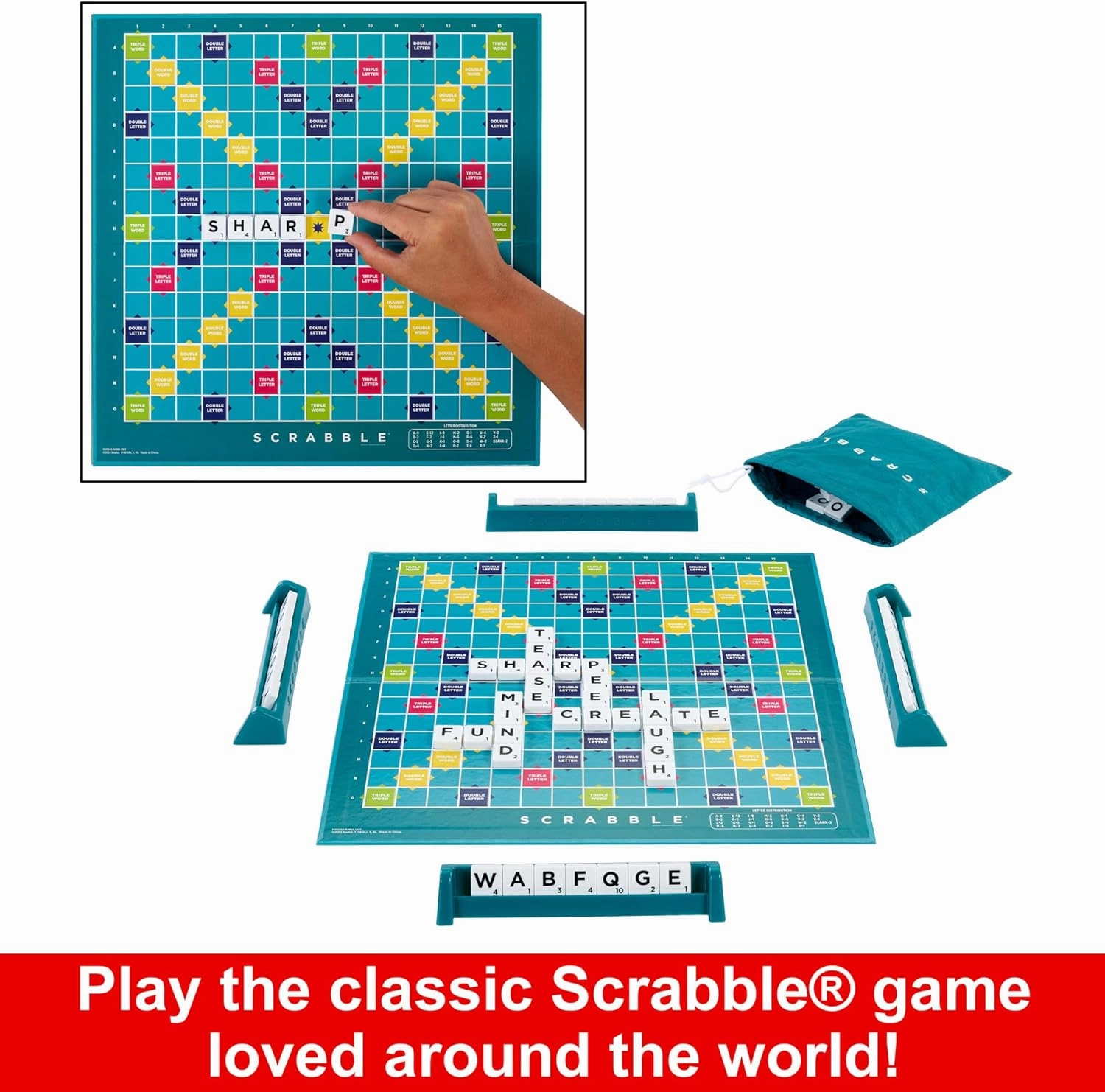 Babykids_Mattel_Toys Mattel Scrabble Board Game, Family Word Game with Two Ways to Play (HWD43)