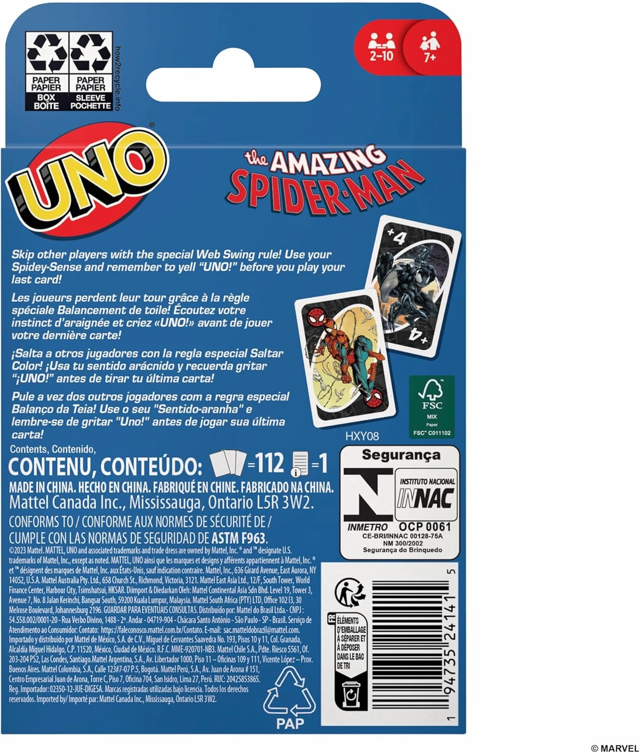 Babykids_Mattel_Toys Mattel UNO The Amazing Spider-Man Card Game (HXY08)