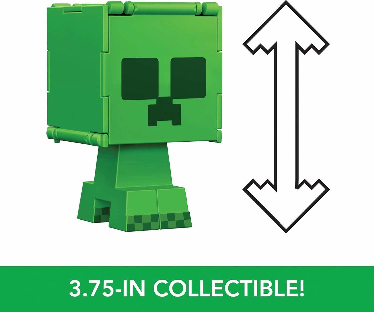 Babykids_Mattel_Toys Minecraft Flippin Figs Collectible Figures - 2-in-1 Fidget Play, 3.75-in Scale, Green Creeper Design