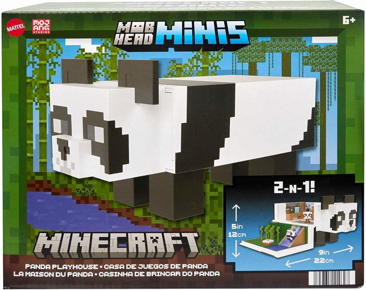 Babykids_Mattel_Toys ?Minecraft Toys Panda Playhouse Playset and Mob Head Mini Figure, Gift for Kids