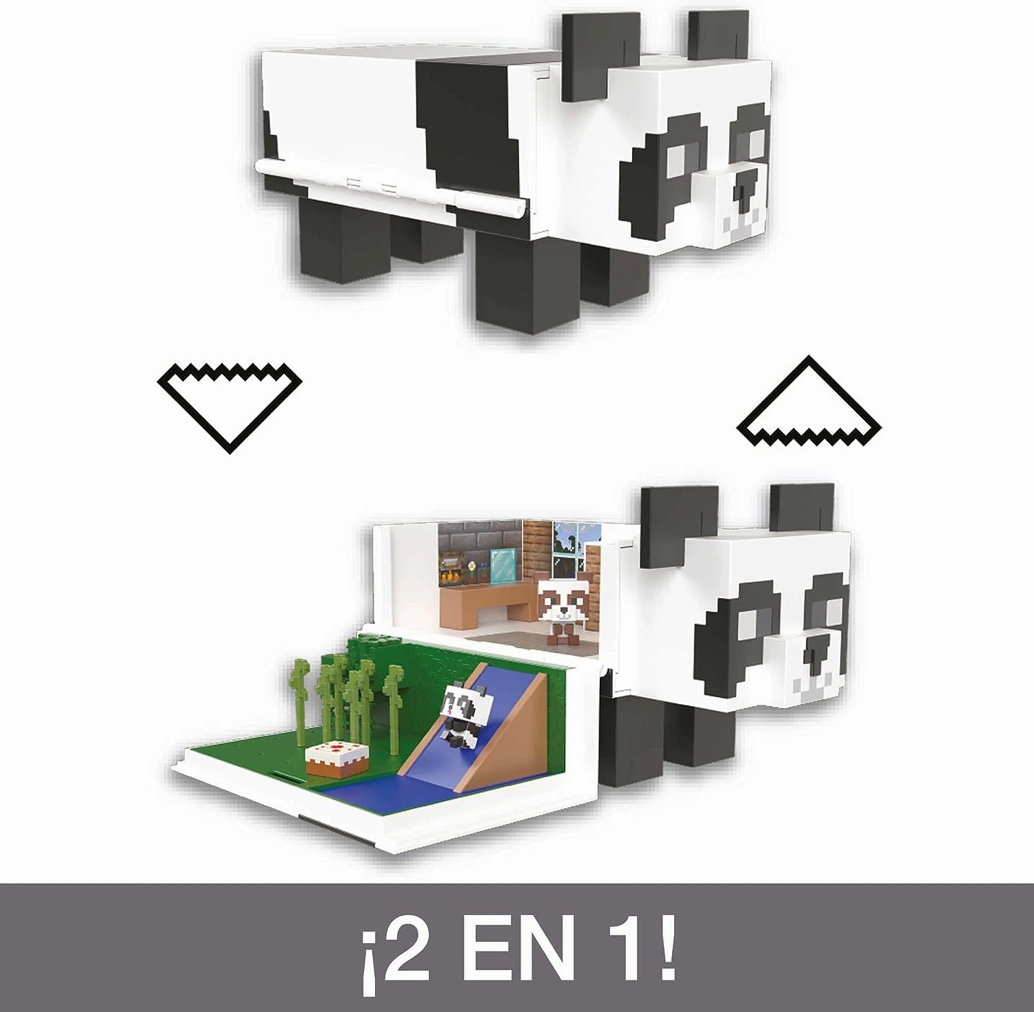 Babykids_Mattel_Toys ?Minecraft Toys Panda Playhouse Playset and Mob Head Mini Figure, Gift for Kids