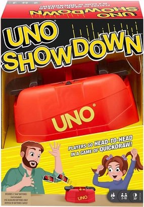 Babykids_Mattel_Toys UNO Showdown Quick Draw Family Card Game with 112 Cards & UNO Showdown Unit for Ages 7 Years Old & Up, Gift for Kid, Family or Adult Game Night
