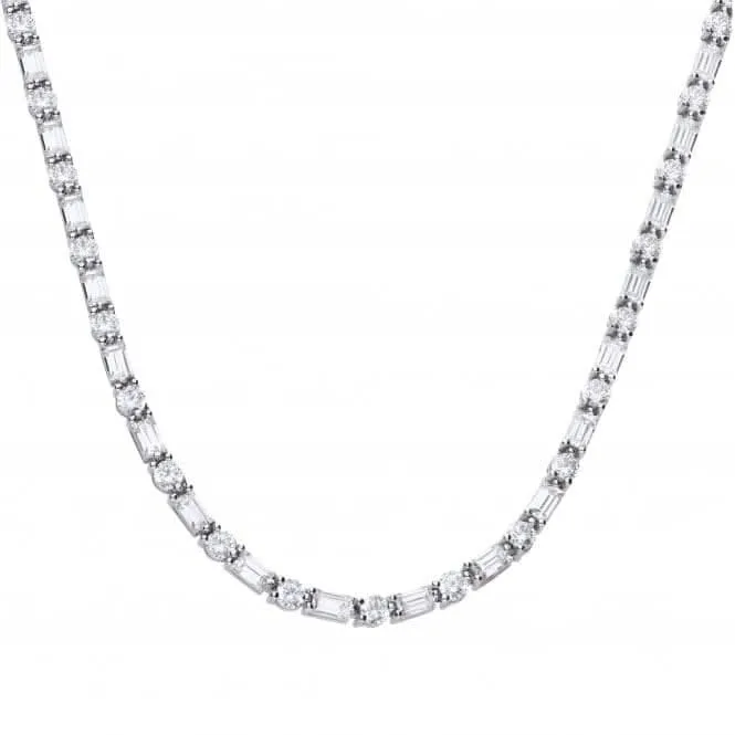 Baguette et Collier en Zirconium Cubique Ronde N4398 Diamonfire Bijoux