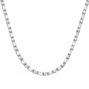 Baguette et Collier en Zirconium Cubique Ronde N4398 Diamonfire Bijoux