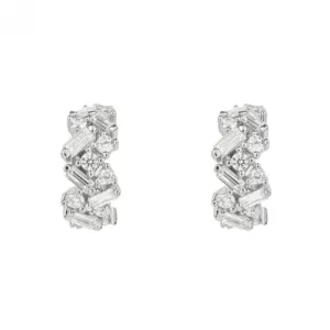 Boucles d'oreilles à anneaux en zircone éparpillées baguette E6189 Diamonfire Jewellery
