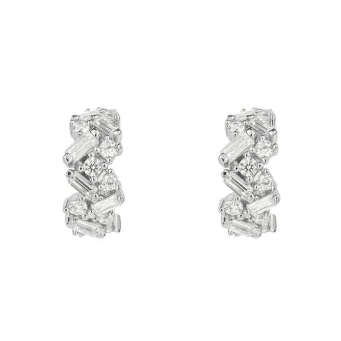Boucles d'oreilles à anneaux en zircone éparpillées baguette E6189 Diamonfire Jewellery