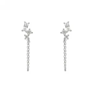 Boucles d'oreilles à clous avec chaîne en zircone baguette E6183 - Diamonfire Jewellery