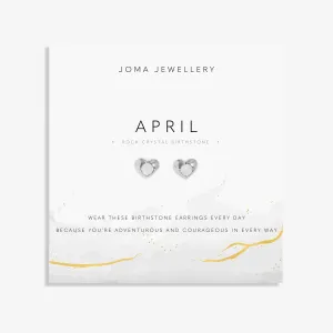 Boucles d'oreilles en cristal de roche argenté pour la pierre de naissance d'avril 8390 Joma Jewellery