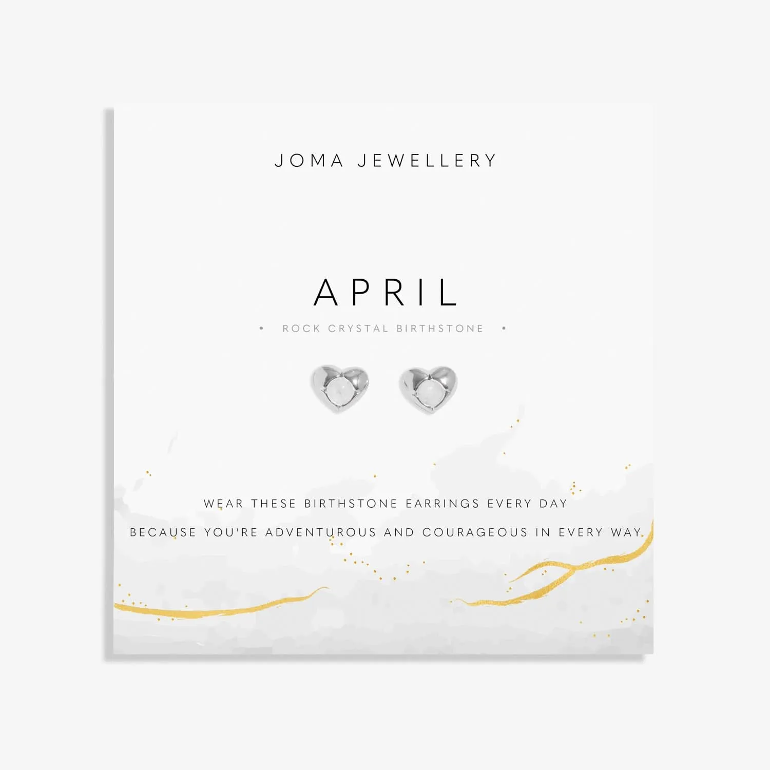 Boucles d'oreilles en cristal de roche argenté pour la pierre de naissance d'avril 8390 Joma Jewellery