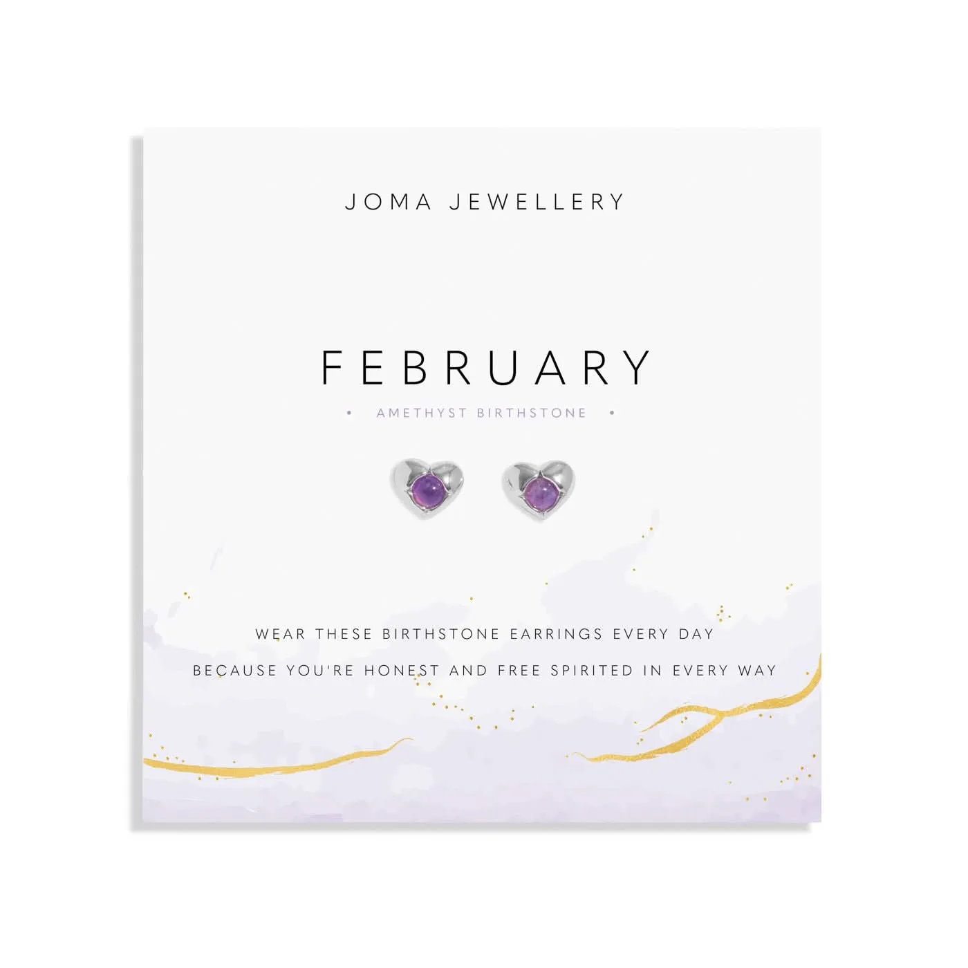 Boucles d'oreilles en argent plaqué avec améthyste, pierre de naissance de février, 8388 Joma Jewellery