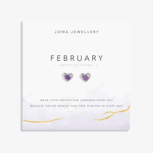 Boucles d'oreilles en argent plaqué avec améthyste, pierre de naissance de février, 8388 Joma Jewellery