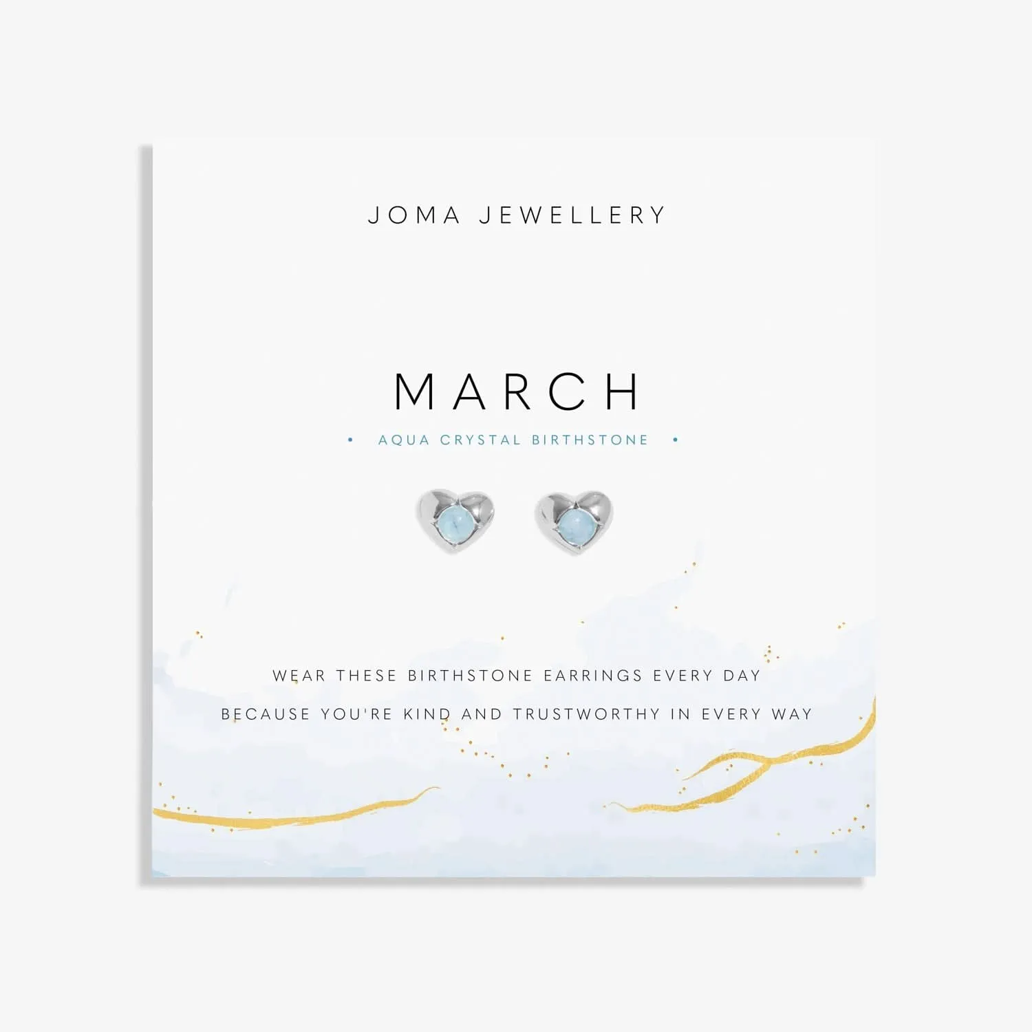 Boucles d'oreilles en cristal d'aqua plaqué argent, pierre de naissance de mars 8389 Joma Jewellery